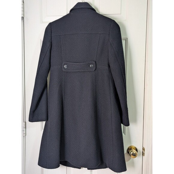 H&M Long Peacoat Jacket Womens 6 Black Wool Blend Pockets Double Breasted Lined - Picture 9 of 14